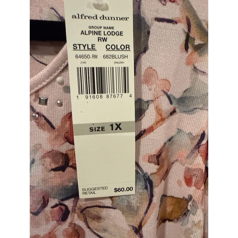 NWT Alfred Dunner Woman Alpine Lodge Studded Tunic Top, 1X - Picture 5 of 6